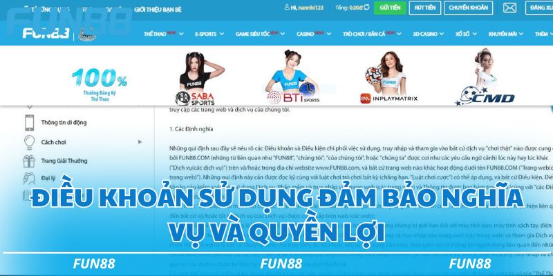 Điều khoản sử dụng Fun88 - Những điều cần nắm khi cá cược 1 Điều khoản sử dụng đảm bảo nghĩa vụ và quyền lợi
